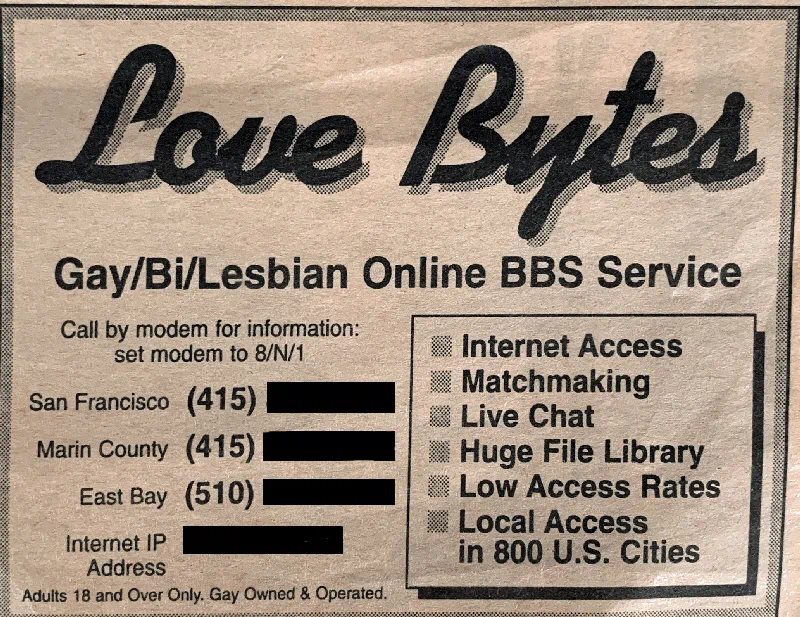 Love Bytes BBS advertisement
